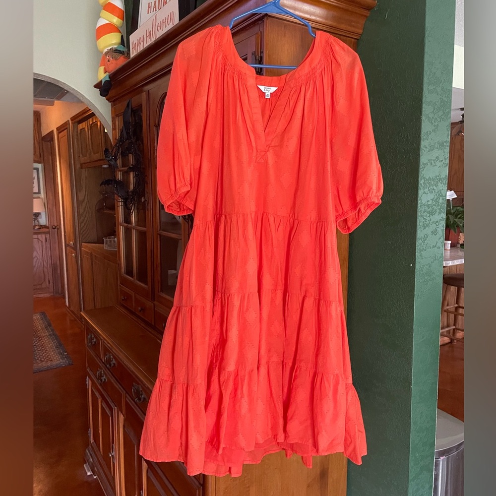 Crown and Ivy Tangerine colored tiered dress